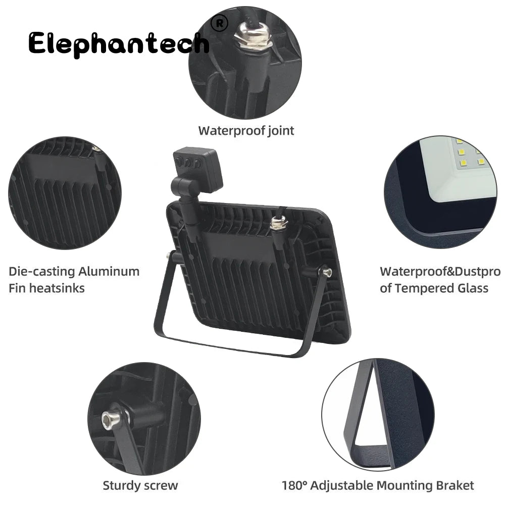 projecteur led extérieur détecteur mouvement bras articulé noir moderne 220v 100w 20w