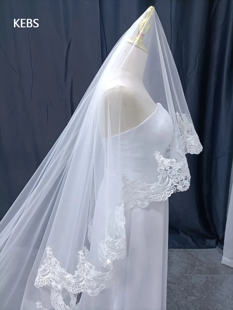 voile mariée dentelle fine blanc crème classique clips métalliques translucide adultère femme