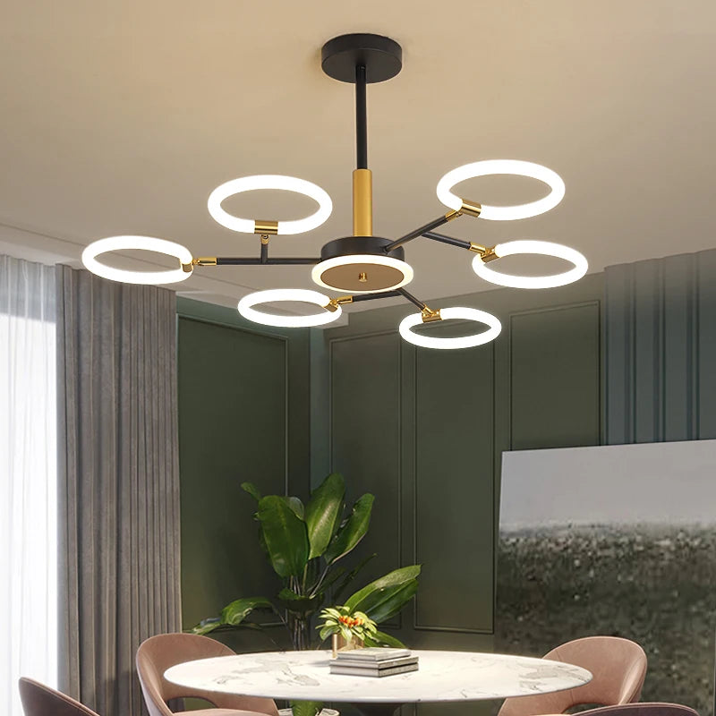 lampe suspendue moderne nordique 10 têtes noir doré led echangement e27