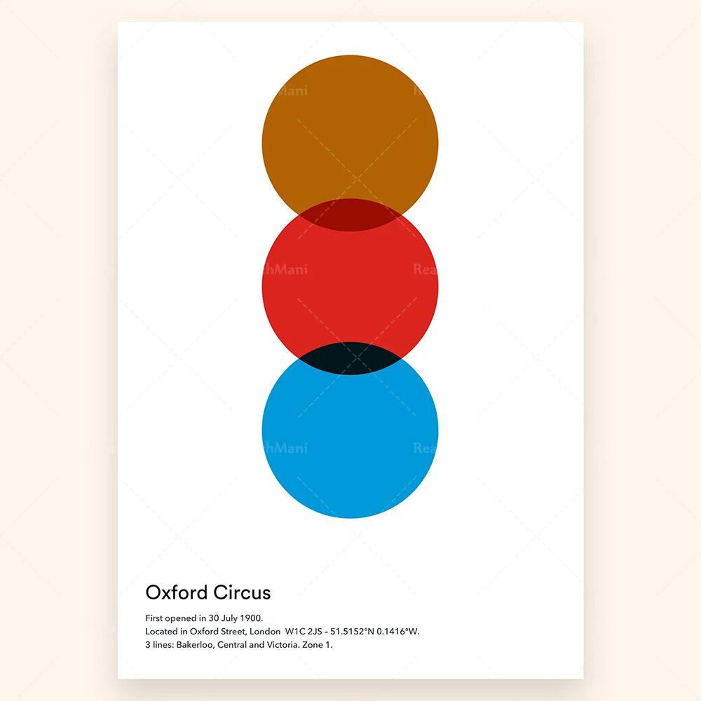 L'image représente un cercle orange, un cercle rouge et un cercle bleu, rappelant les feux de signalisation, avec les informations sur l'emplacement et l'histoire du Circus Oxford.