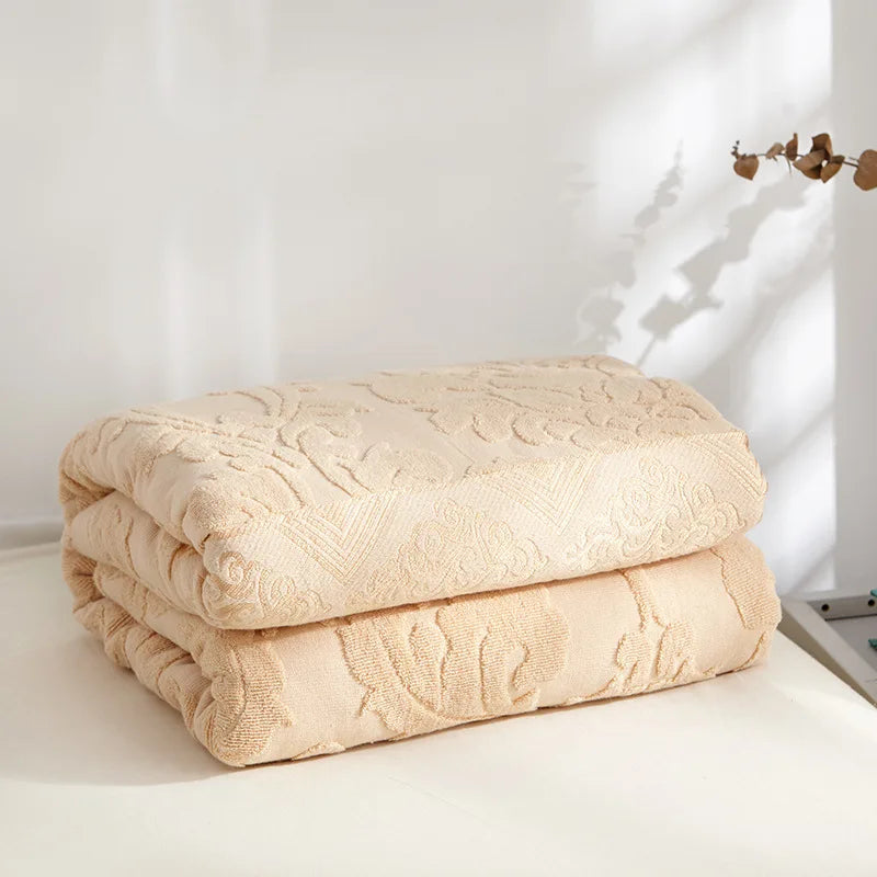 Jeté canapé floral rétro gris et bleu