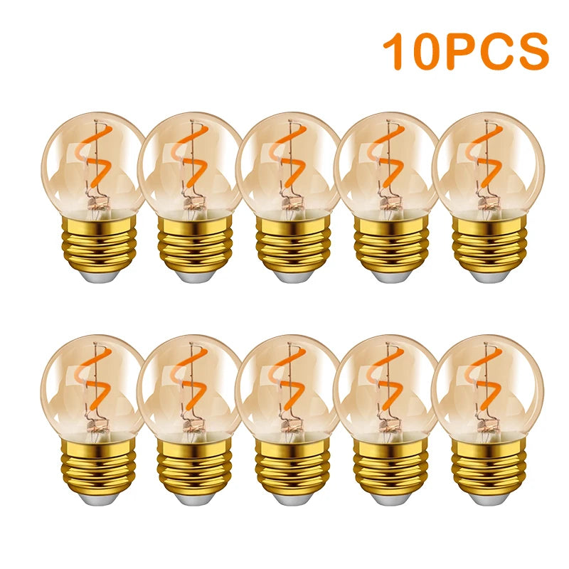 ampoule led filament spirale dorée vintage 220v e27 2200k 25000h dorée opaquée 40x60mm