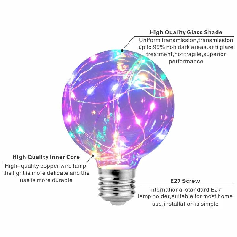 ampoule led multicolore filaments spirales moderne décoration chambre e27 2700k 6500k 50000h