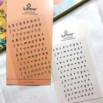 stickers alphabet manuscrit vintage calligraphique orange beige blanc noir semi transparents adhésifs journal scrapbooking