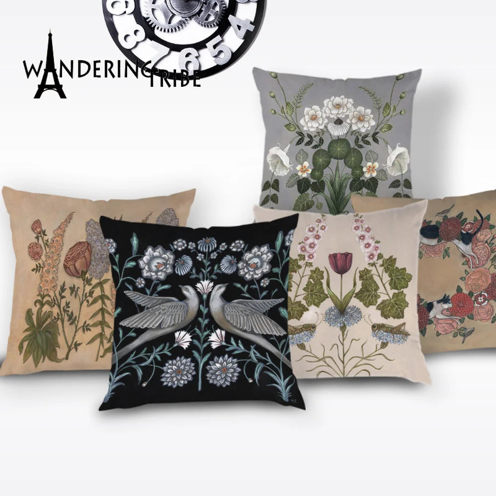 taies d'oreiller carrées fleur vintage polyester blanc décoratives