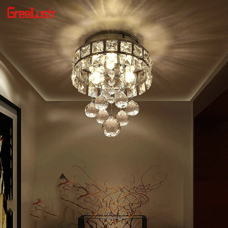 lustre moderne cristal transparent argenté plus 20 ampoules led monté surface