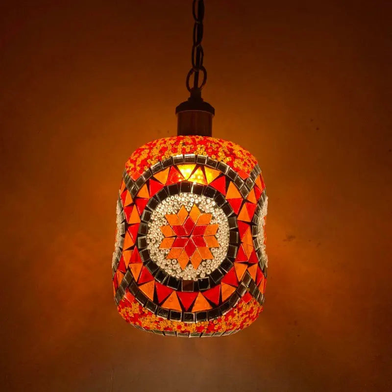Lampe de chevet bohème turque en verre mosaïque brun