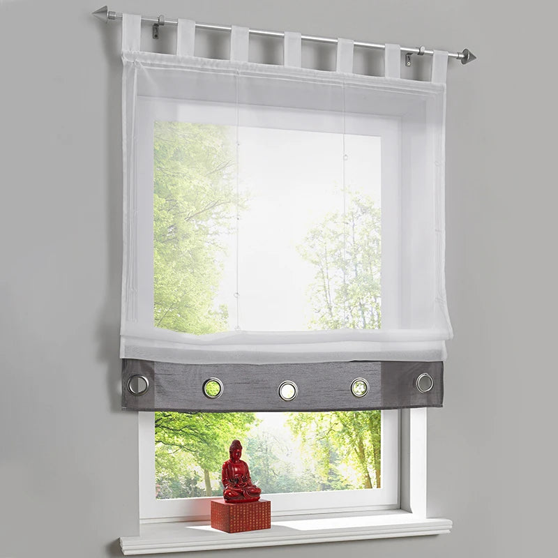 rideau fenêtre polyester blanc gris rouge vert clair zen décoration fil teint translucentextérieur