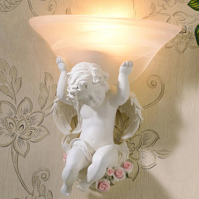 applique murale or sculptée couple ailes classique baroque fixée éclairage mur