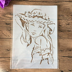 stencil transparent femme chapeau motifs floraux blanc noir bricolage scrapbooking decoration papier découpable artiste
