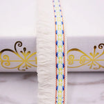 rubans jacquard franges motifs géométriques bleu rouge blanc rose ethnique boho chic opaques decoration