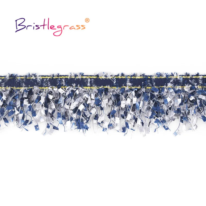 ruban frisé dentelle bleu marine blanc gris franges colorées texturé polyester écolo