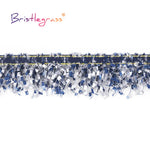 ruban frisé dentelle bleu marine blanc gris franges colorées texturé polyester écolo