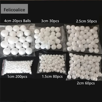 boules polystyrène blanc simples décorations fêtes mariage bricolage artisanat rondes lisses opaques variées tailles