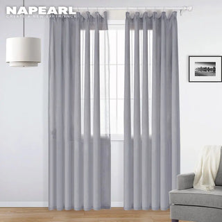 Rideau en tulle gris pur pour salon et chambre, voile de cuisine en lin, traitement de fenêtre élégant
