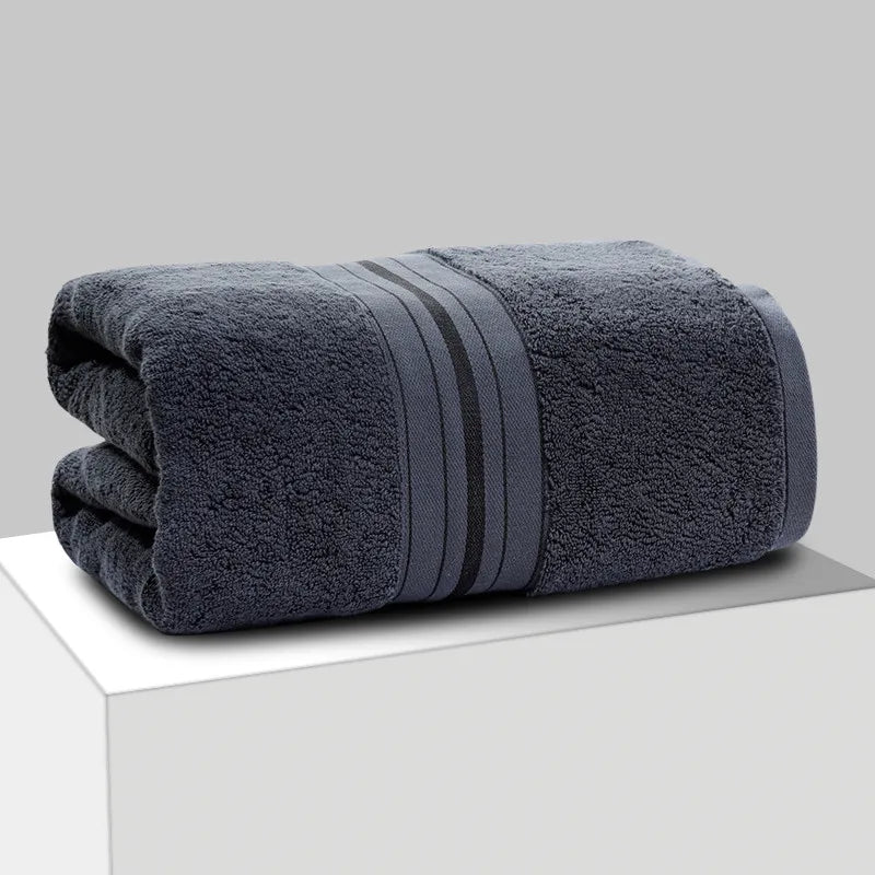 serviette bain coton rapide bleu marine rayures moderne grande taille lavable