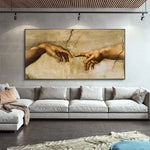 toile d'art classique mains marbre beige noir sans cadre horizontal
