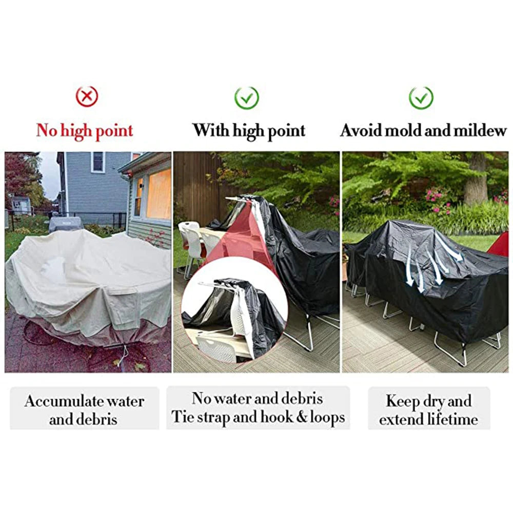 couverture meuble imperméable noire moderne cordons serrage taille 120x120x74CM