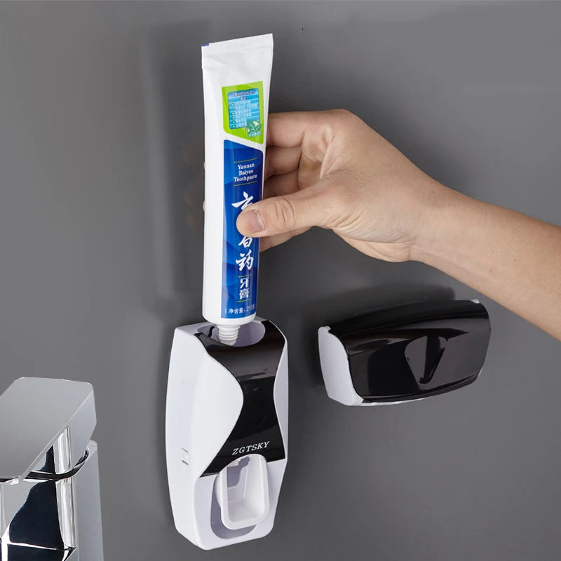 distributeur dentifrice porte brosse dents anti poussière support rangement mural accessoire salle bain moderne