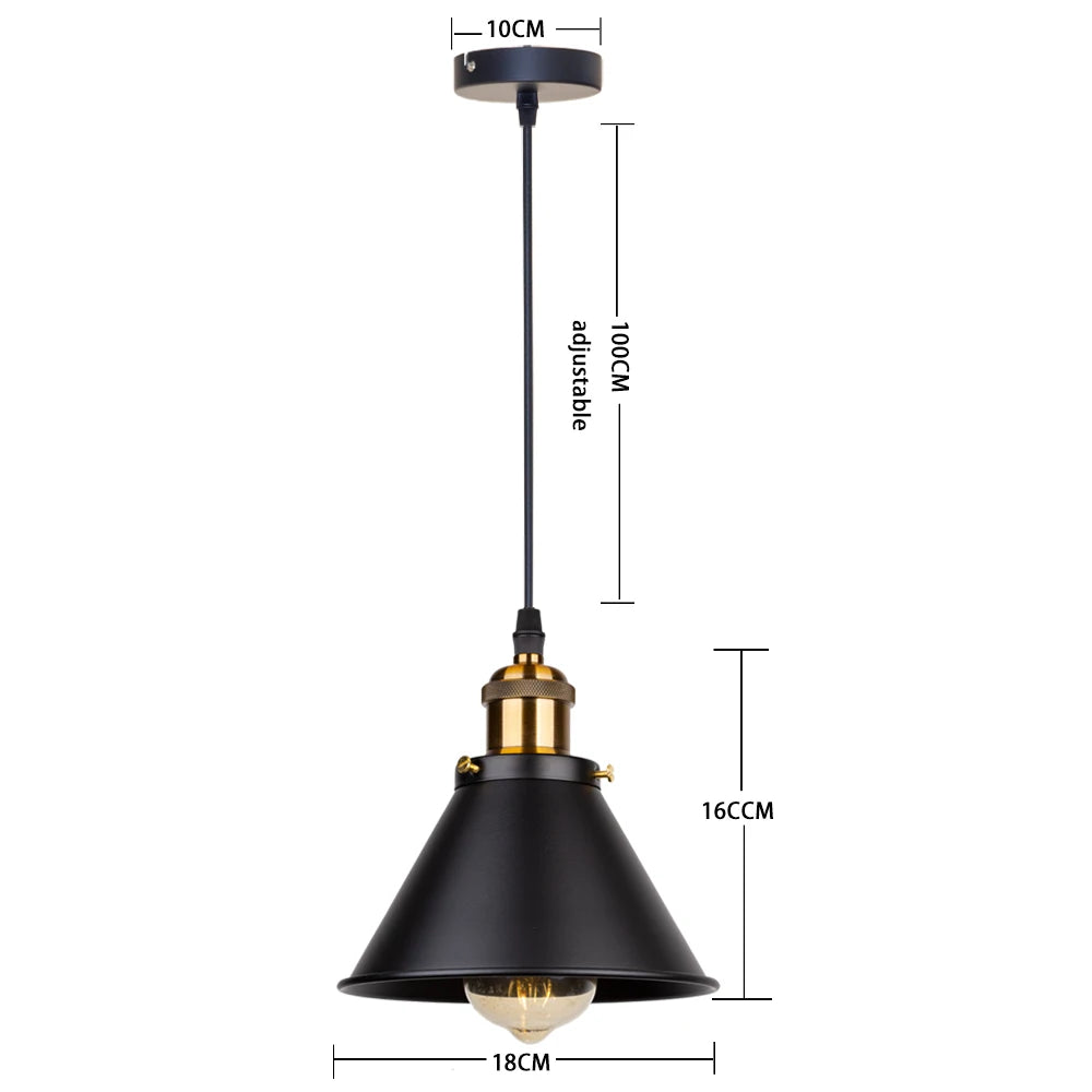 lumière suspendue industrielle conique noire blanche orange éclairage moderne chambre salon