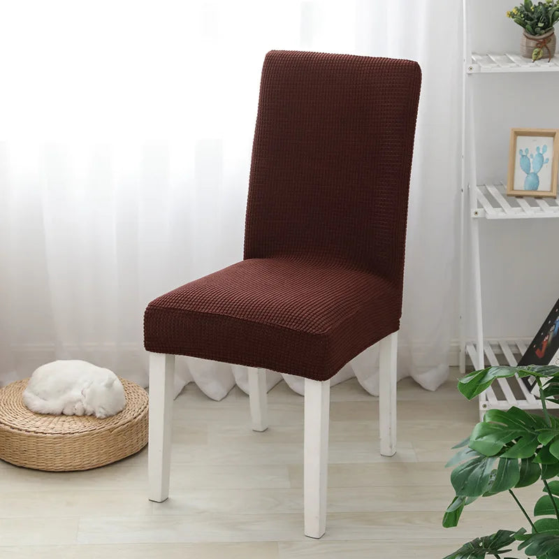 housse chaise marron noir bleu rose verte gris moderne spandex polyester jacquard unicolore elastic