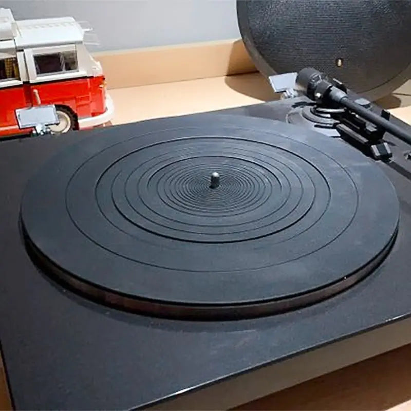 tapis antidérapant anti vibration platine vinyle noir moderne rayures concentriques stable silencieux