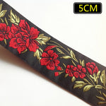 ruban polyester fleurs brodées noir rouge vert 2cm 3.3cm 5cm opacité broderie 5mètres tissu