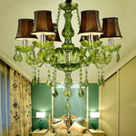 lustre vert olive cristal pendeloques goutte classique 58x60cm suspension chambre salon