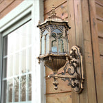 lampe murale gothique or noir vitraux transparents ornements sculptés cuisine chambre coucher entrée étude