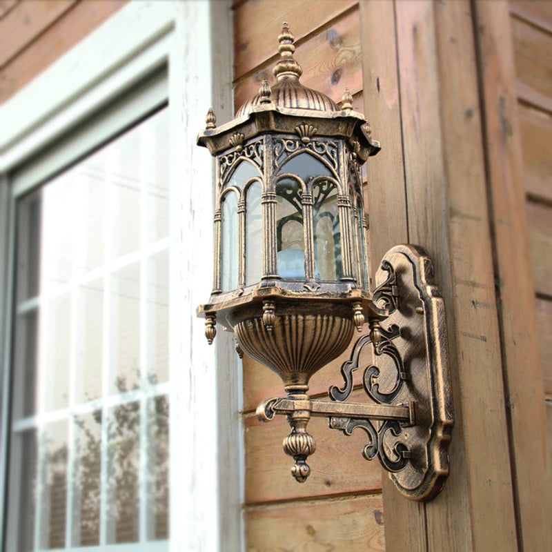 lampe murale gothique or noir vitraux transparents ornements sculptés cuisine chambre coucher entrée étude