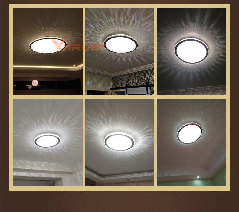 plafonnier cristal moderne transparent argenté facettes lumineuses cold warm dimmable