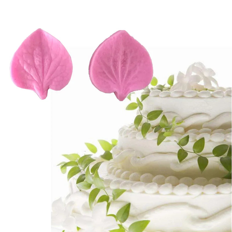 feuilles artificielles silicone vert rose veines plissées decoratives cuisson gâteau artisanal mariage