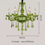 lustre vert olive cristal pendeloques goutte classique 58x60cm suspension chambre salon