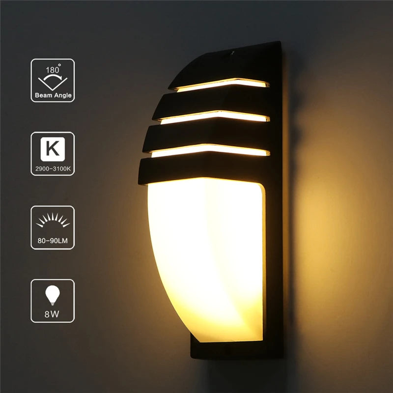 applique murale led moderne noir argenté rayures horizontales étanche ip65 contemporain détecteur mouvement