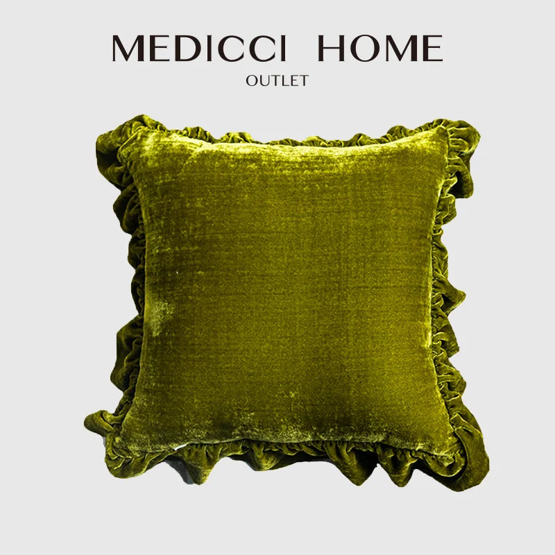 taies d'oreiller décoratives velours vert olive respectueuses environnement élégant maison fixation coussins