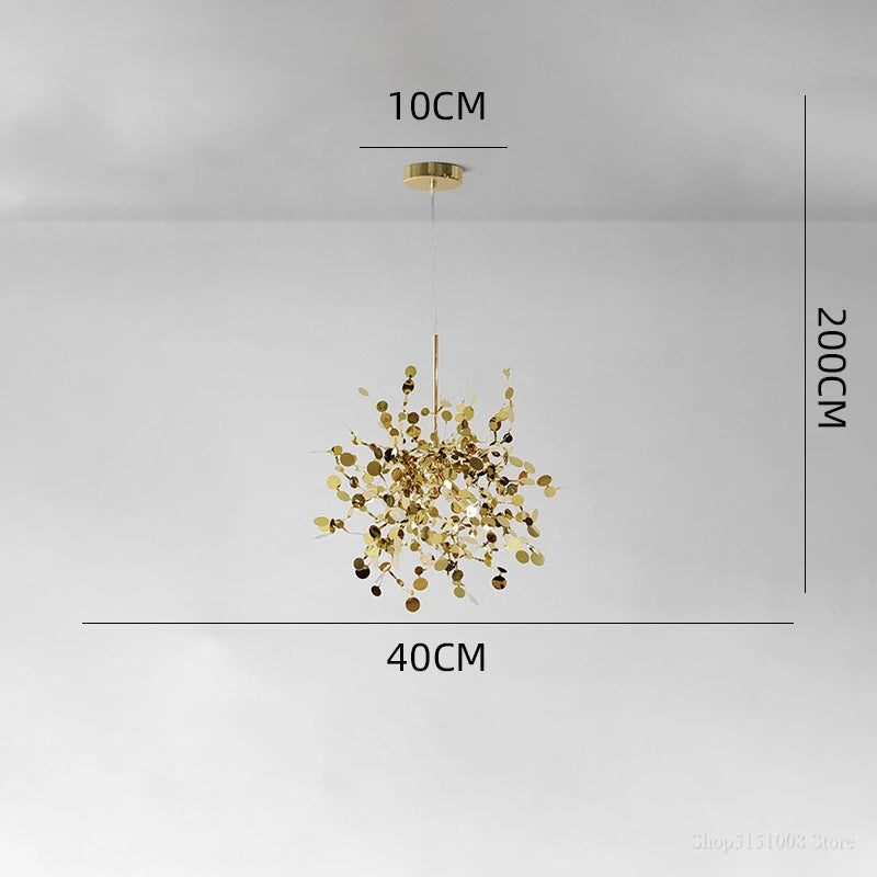 Suspension lumineuse moderne ornementale feuilles contemporain salon chambre