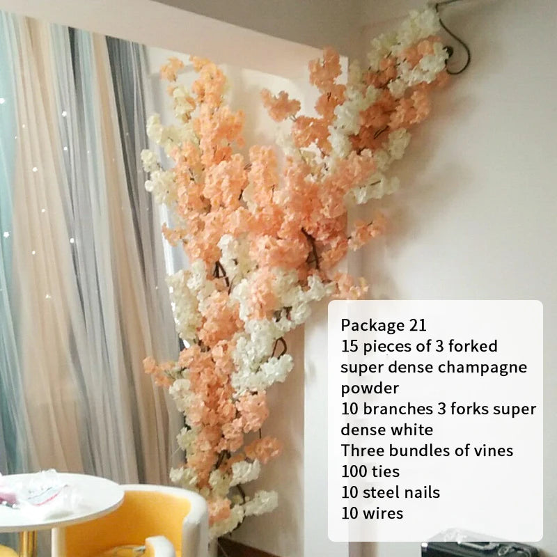 arbre artificiel cerisier rose blanc fleurs feuilles décoration mariage fête intérieur grande taille