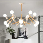 suspension lumineuse moderne araignée industrielle bois métal noir blanc ampoules E27 led scandinave