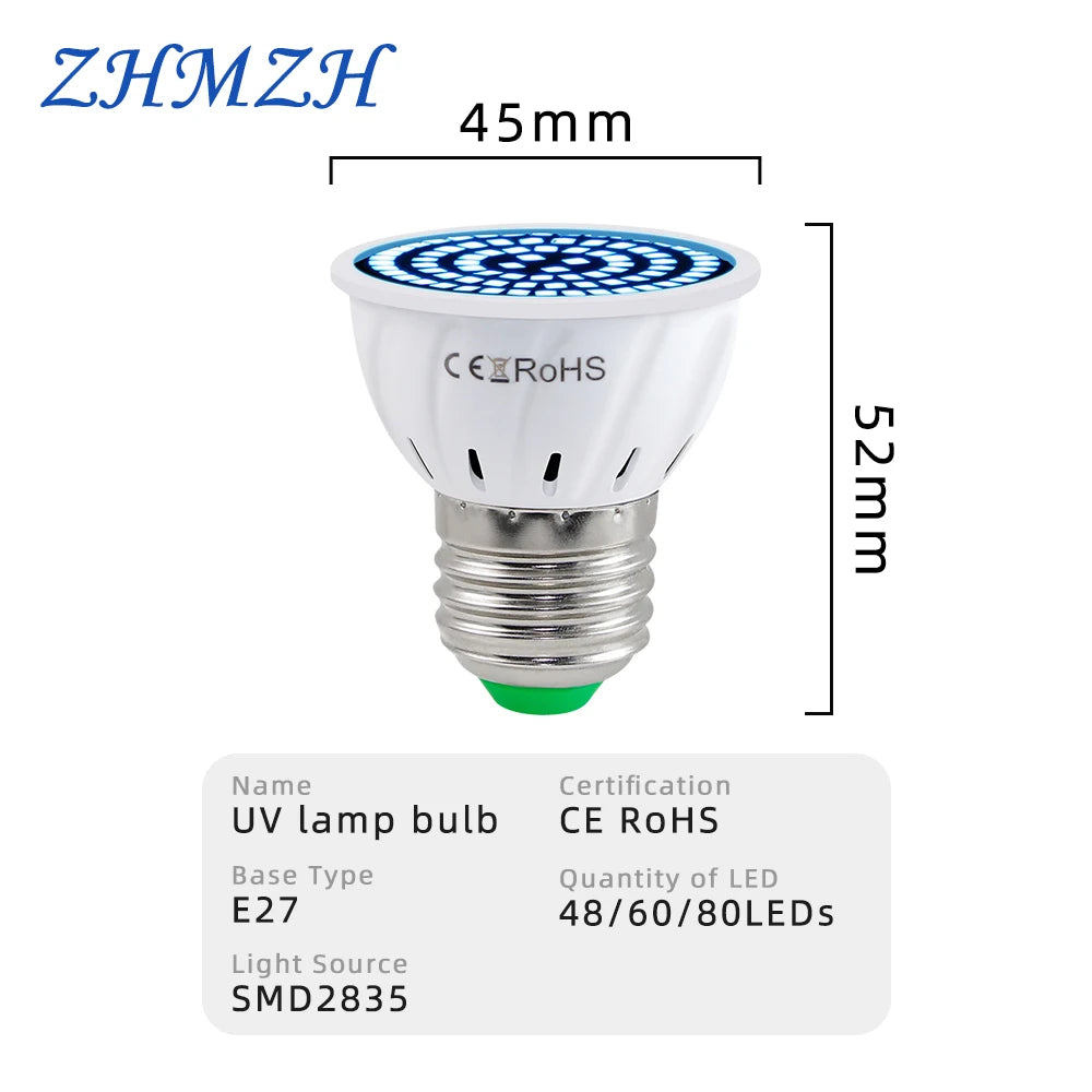 ampoule led uv 48 60 80 leds e27 base smd 2835 modernes 60 249