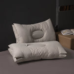 oreiller coton soja concave mémoire forme cou antiacariens grisclair uni moderne