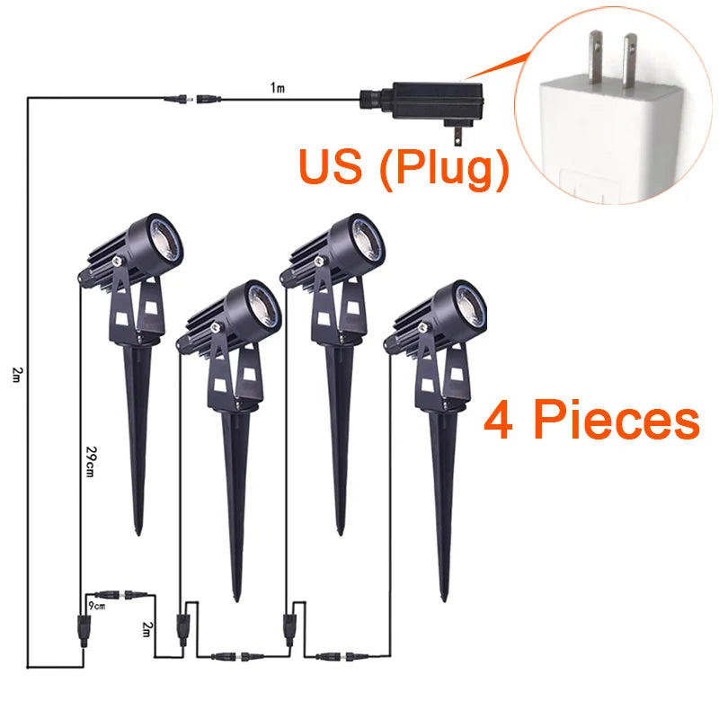 projecteur led moderne noir piquet cable 1m facile jardin extérieur ip65
