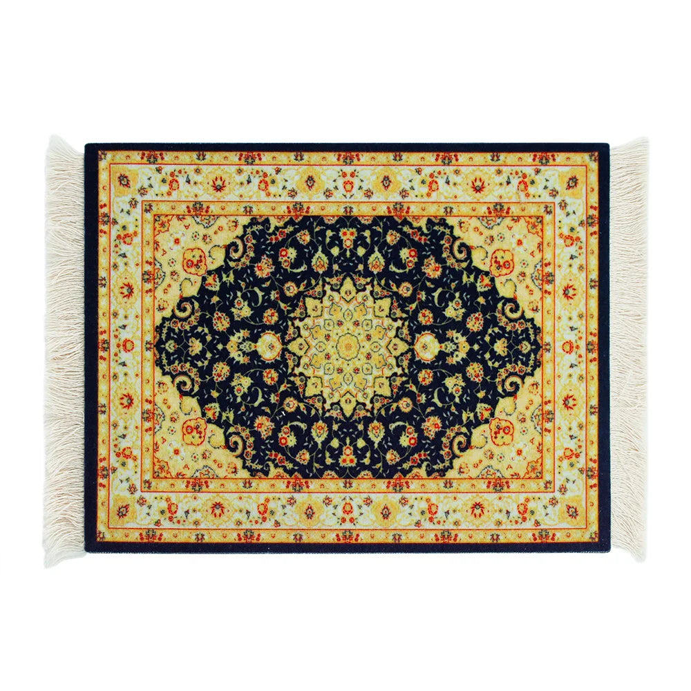 tapis sol persan motif floral classique franges décoration intérieur maison