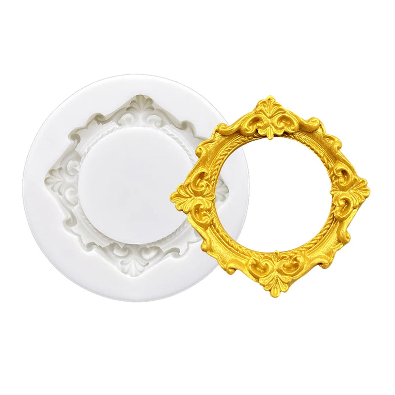 cadres photo silicone doré blanc baroques classiques moules deco fondant cupcakes gâteaux