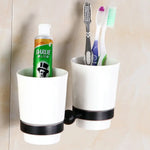 accessoires salle bain noir blanc motif floral classique porte serviettes papier toilette porte savon