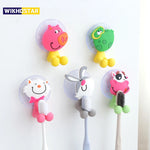 porte brosses dents animaux rose vert blanc jaune suction mur decoratif enfants