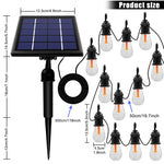 guirlande lumineuse solaire édison 12 ampoules led 300cm câbles noirs panneau inclinable vintage extérieur