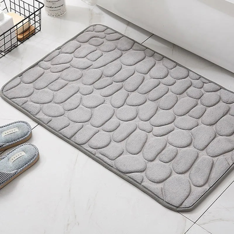 tapis bain moderne gris beige antidérapant absorption eau effet 3d mousse mémoire forme respect