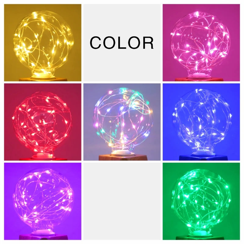 ampoule led décorative multicolore fil cuivre entrelacé opacité verre e27