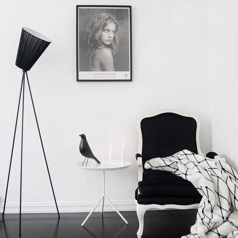 lampe sol bois moderne noir conique mat haut bas toucher interrupteur led 165cm