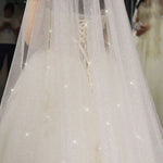 voile mariée femme blanc pailleté classique peigne clips métalliques mariage témoin demoiselle honneur